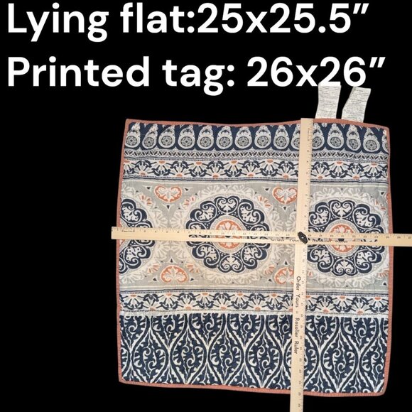 Pottery Barn Pia 100% Cotton Decorative Pillow Sham Set Blue & Orange Pattern - Picture 7 of 11